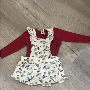 Floral Baby Dress with Red Long Sleeve